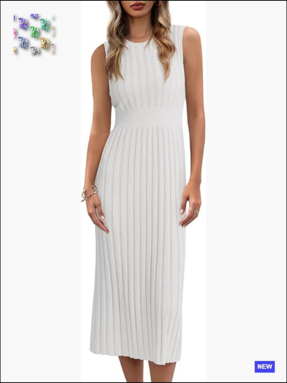 Ribbed Knit Sleeveless Bodycon Midi Dress Sleek Form-Fit Going Out Dress Trendy